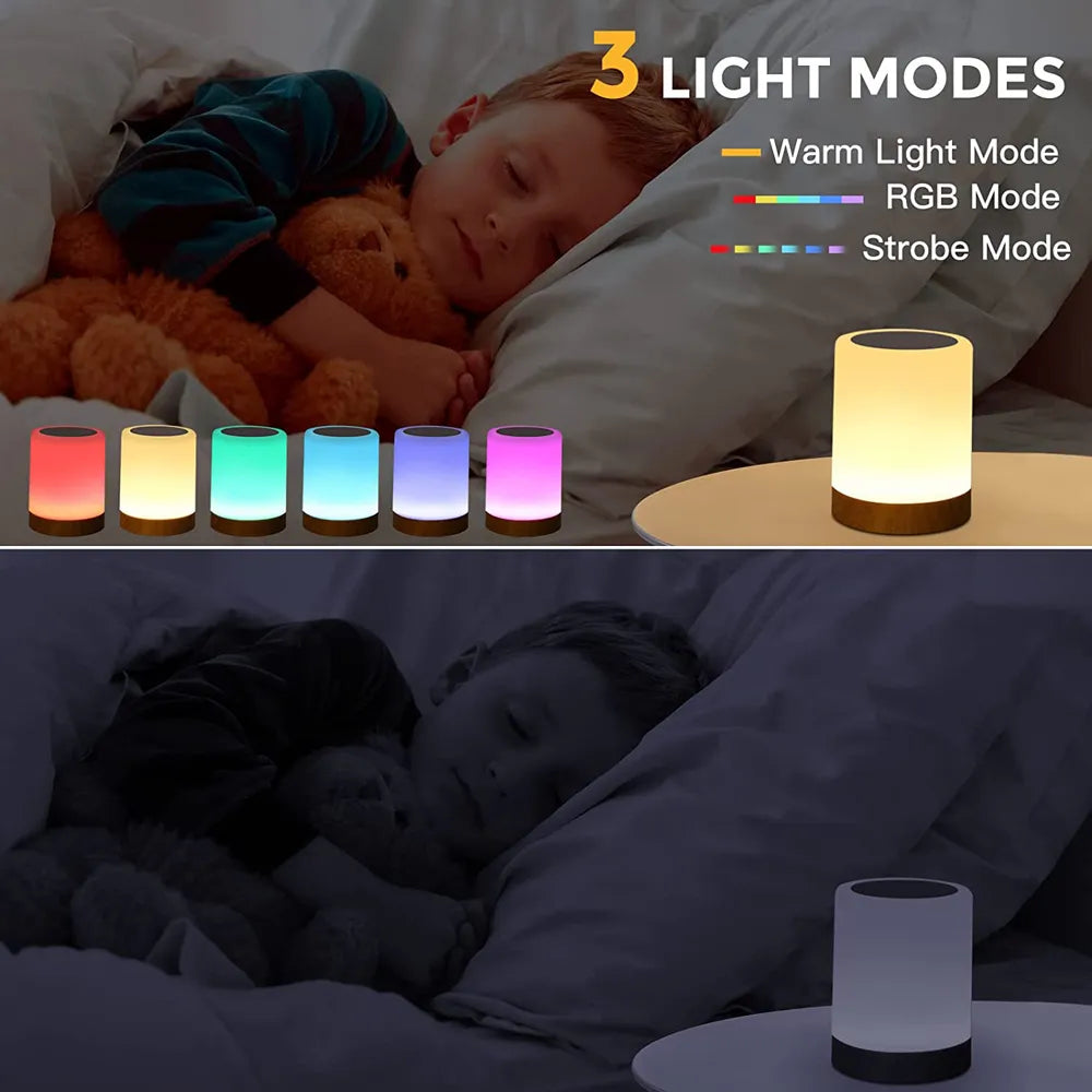 Lampe tactile LED lampe de table lampe de chevet lampe de table RVB lampe de chambre avec capteur tactile lampe de bureau portable lumière RVB pour cadeaux pour enfants - vue 6 sur 10