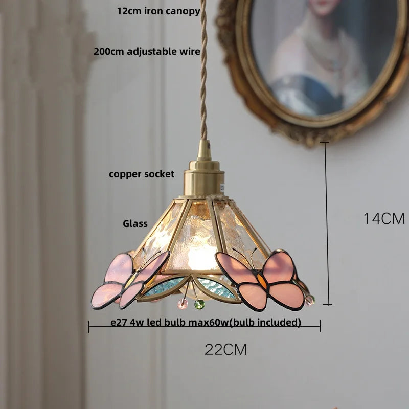 suspension en verre coloré avec fil de bois réglable moderne