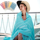 serviette de plage turque rayures franges seche rapide