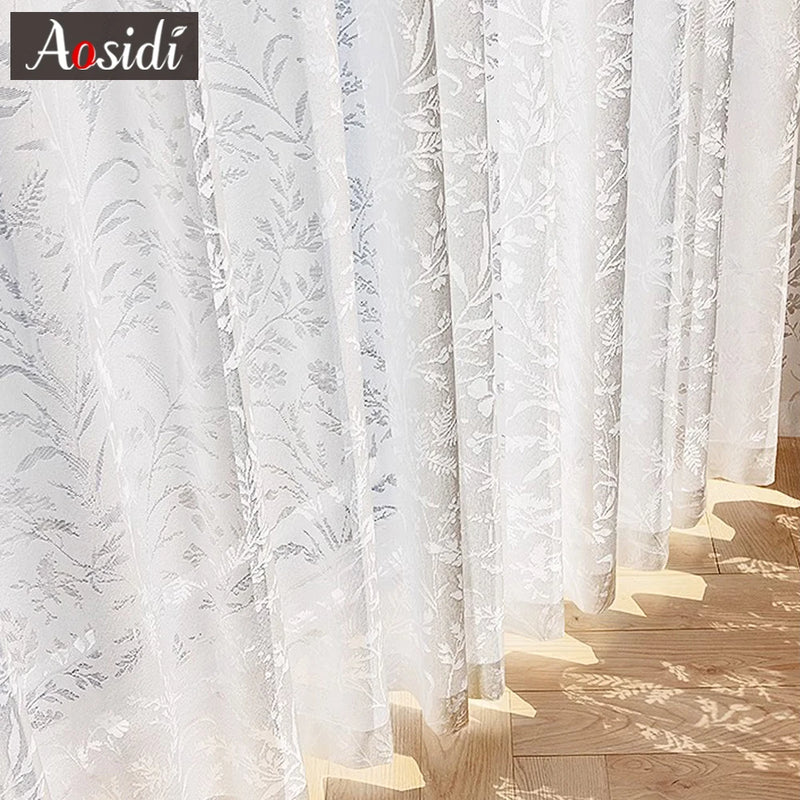 Voilage dentelle florale translucide rideau salon chambre moderne