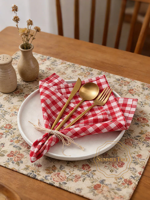 Serviette de table coton motif vichy style classique