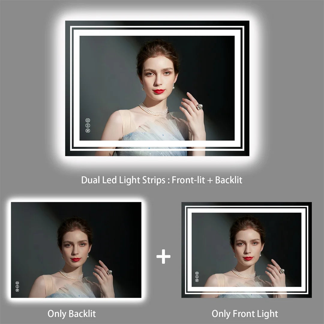 miroir LED de luxe en cristal transparent étanche à intensité variable - vue 5 sur 9