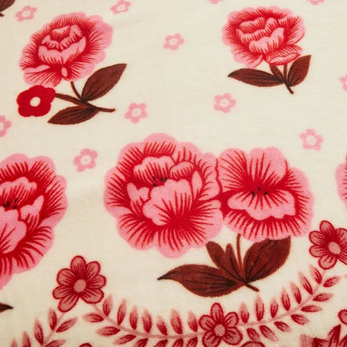 Plaid polaire léger motifs carreaux floral salon chambre