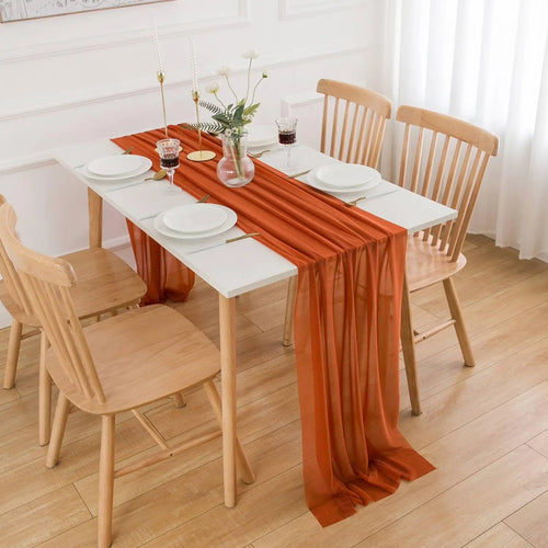Chemin de table mousseline bohème transparent mariage décoration