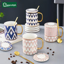 Mug céramique style britannique avec couvercle et cuillère