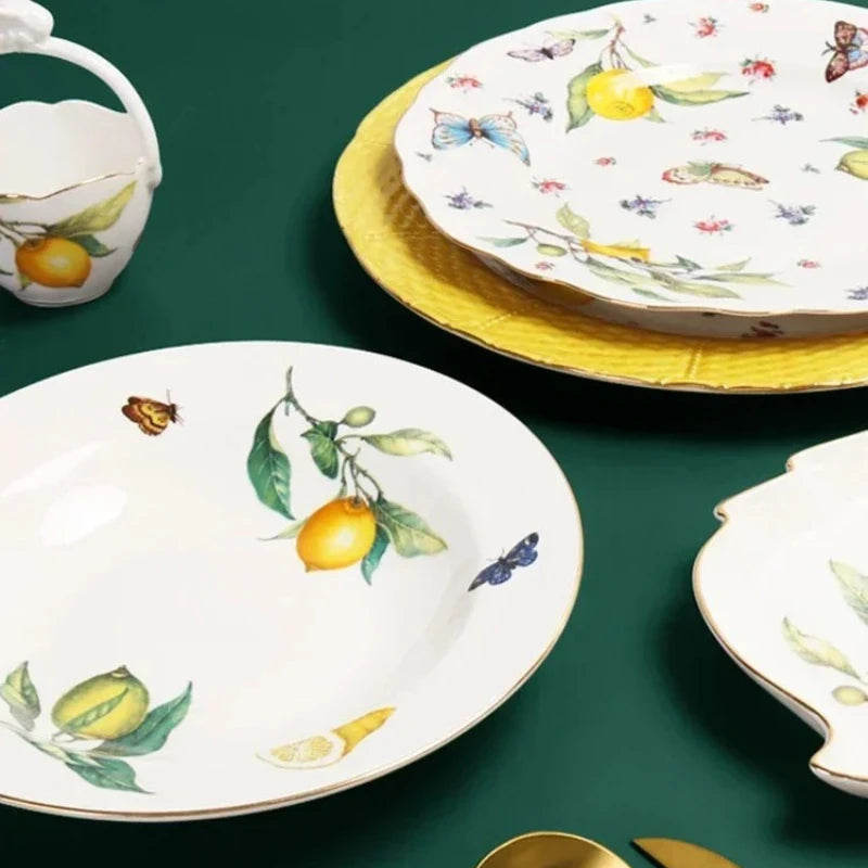 Assiette en céramique style européen motif citron - vue 6 sur 6