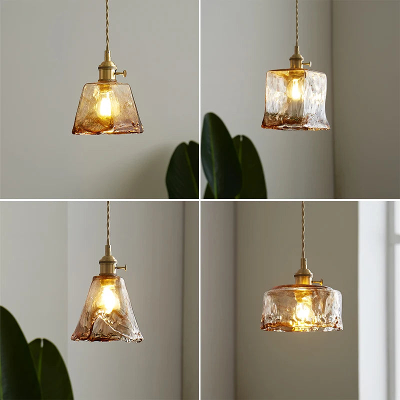 suspension moderne en verre avec led pour décoration intérieure