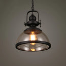 suspension rétro en fer avec abat-jour en verre décoratif