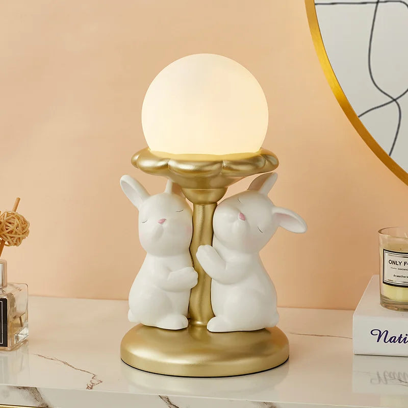 lampe de bureau nordique kawaii en forme de lapin en résine - vue 5 sur 6
