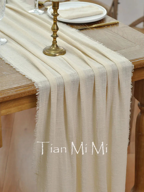 Chemin de table gaze coton rétro bohème mariage décoration
