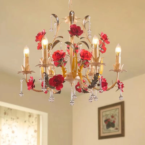 Lustre à fleur avec ampoules bougies