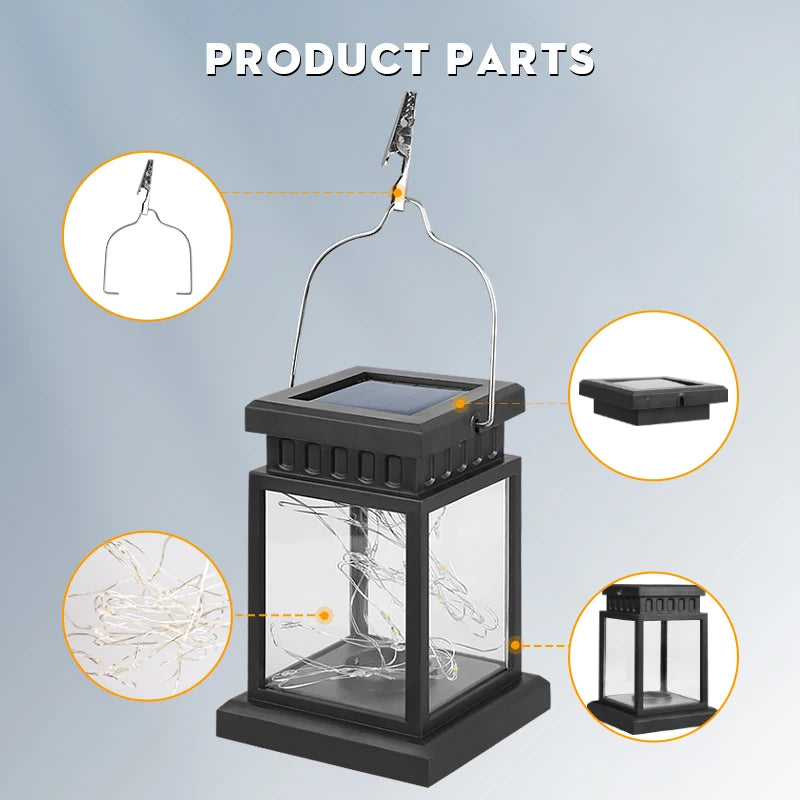 lampe solaire lanterne led étanche pour jardin et extérieur - vue 7 sur 9