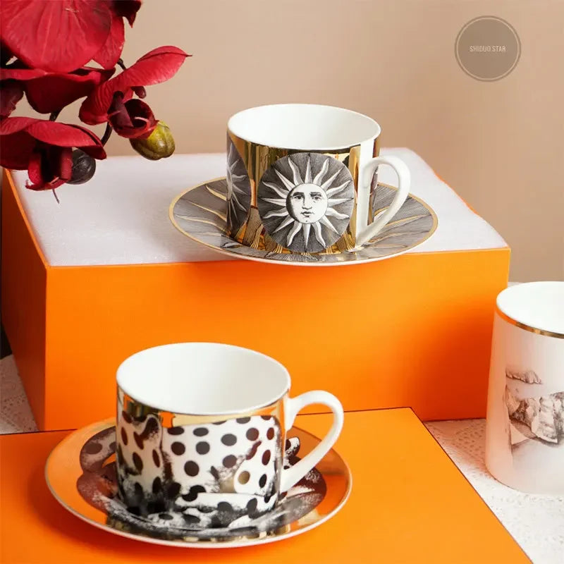tasse cafe porcelaine motif animal style europeen dore