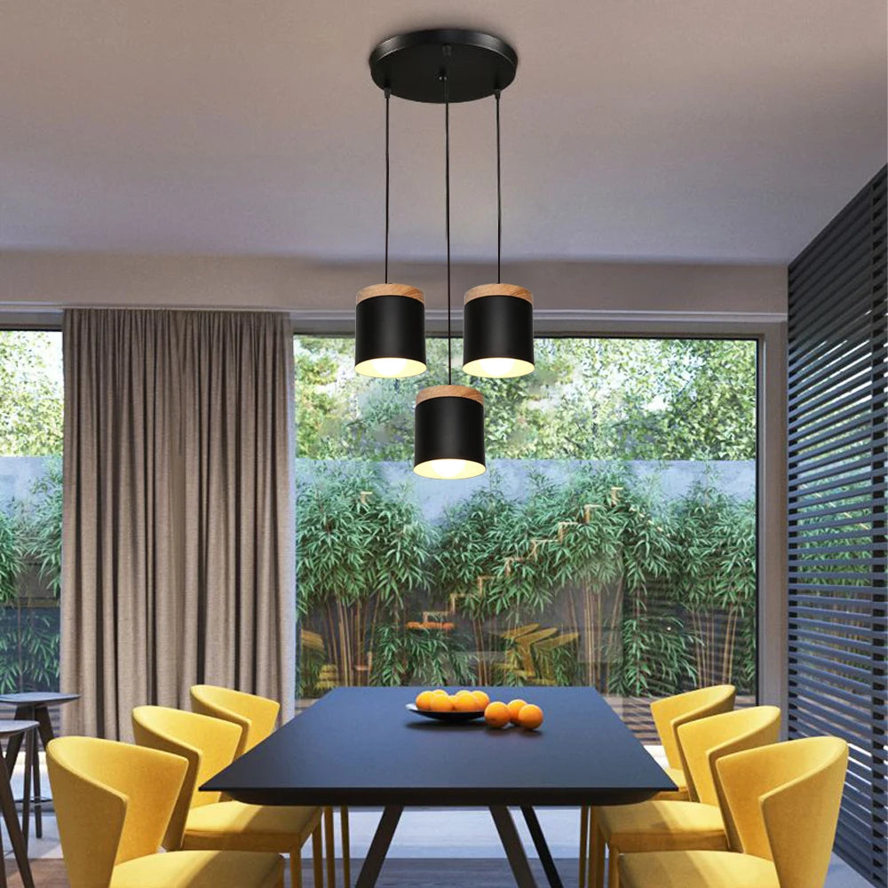 lampes suspendues nordiques en bois moderne pour éclairage intérieur
