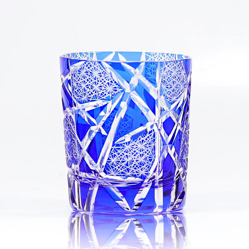 Verre whisky style edo kiriko motifs gravés artisanal