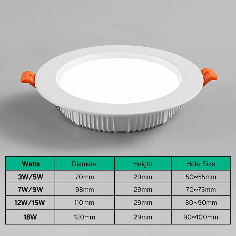 plafonniers ultra minces encastrés led spots d'intérieur panneau lumineux rond - vue 5 sur 5