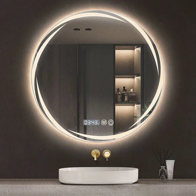 miroir circulaire créatif éclairé pour décoration moderne - vue 8 sur 7