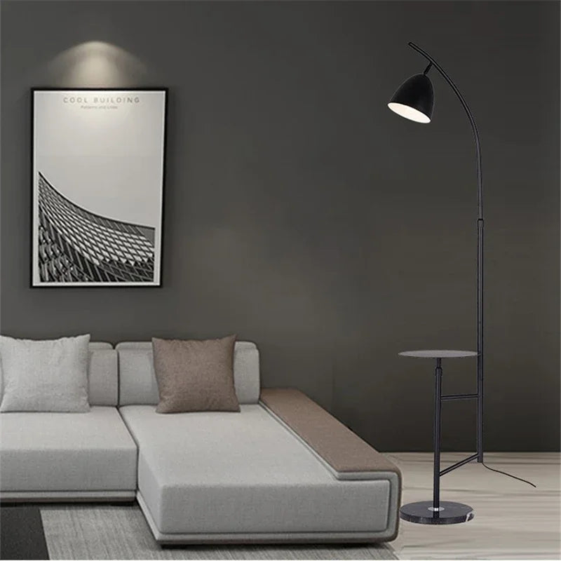 lampe sur pied nordique design en fer et marbre - vue 4 sur 10
