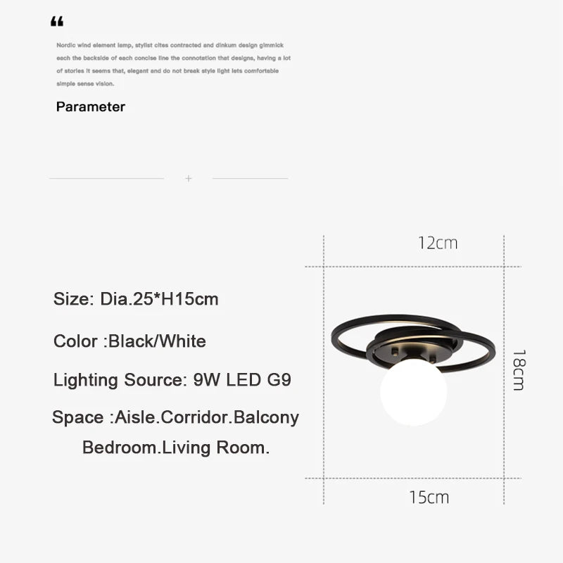 plafonnier led or noir boule verre intérieur chambre salon - vue 7 sur 10