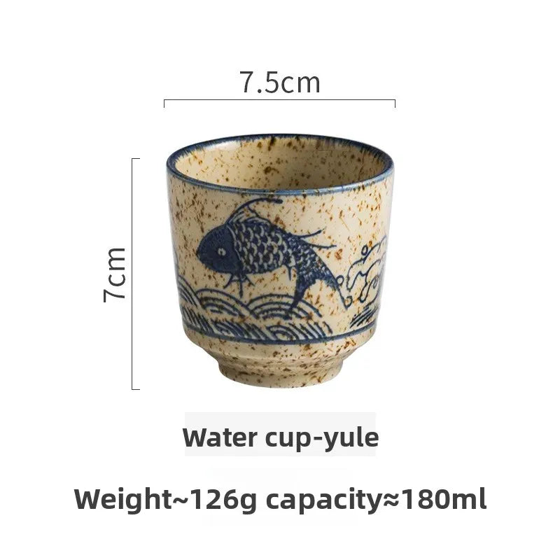 Tasse saké céramique yunomi japonaise peinte main traditionnelle