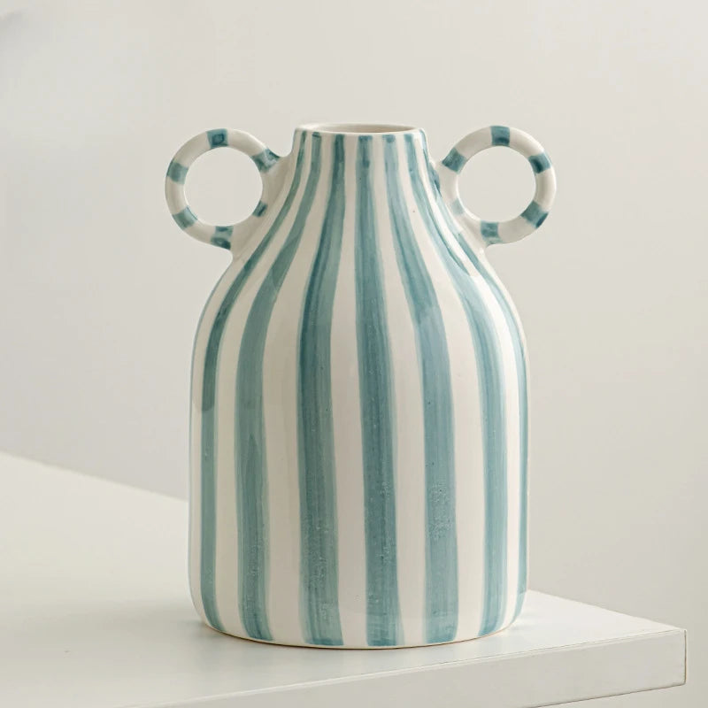 vase céramique rayé visage souriant ambiance mignonne décoratif - vue 10 sur 12