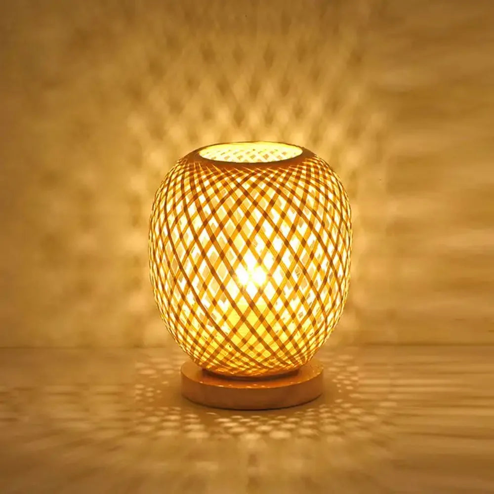lampe bureau rotin bambou vintage bois décorative