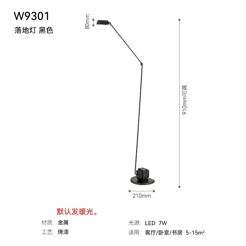 lampadaire moderne au design italien avec bras pivotant ajustable - vue 15 sur 14