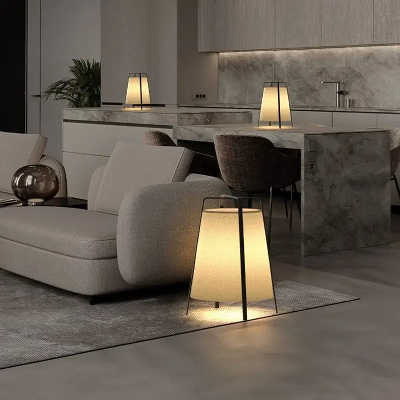 lampadaire japonais en tissu rétro pour décoration intérieure - vue 6 sur 8