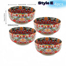 Bol ceramique vintage peint main motif ethnique polyvalent