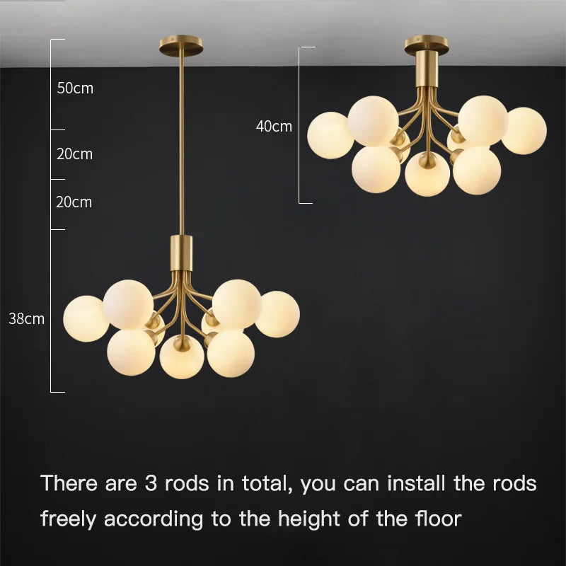 lustre boule de verre design pour intérieur moderne - vue 5 sur 12