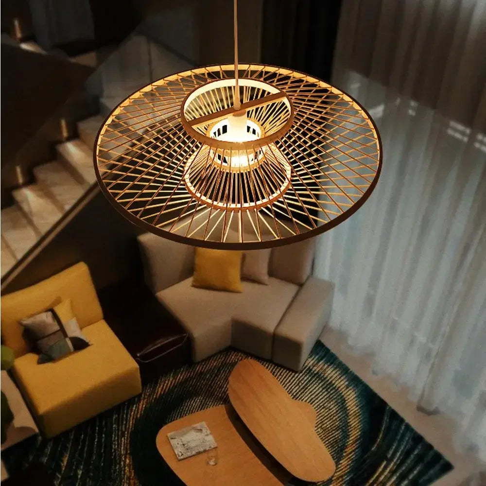 lustre rétro artistique en bambou style chinois pour décoration