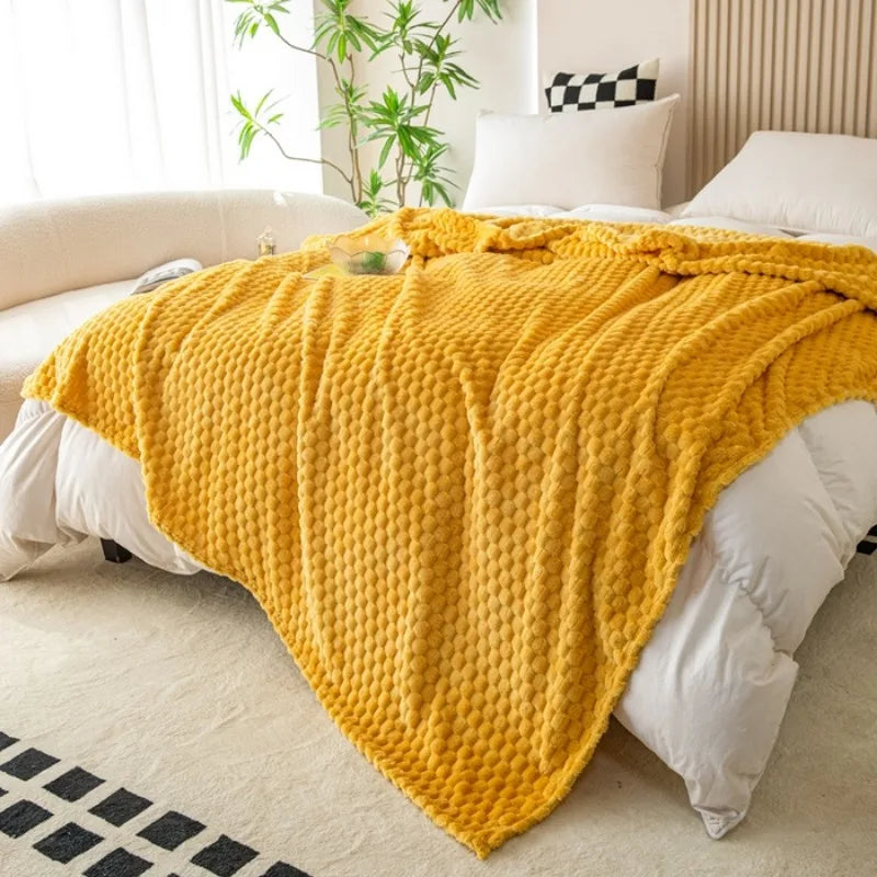 Plaid doux moelleux style carreaux pour canapé maison