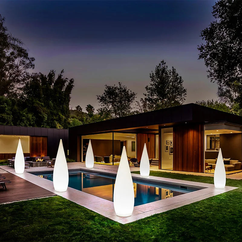 Éclairage solaire paysage RGB conception de gouttelettes d'eau étanche avec télécommande pour porche décorations de jardin lumières Led solaires extérieures