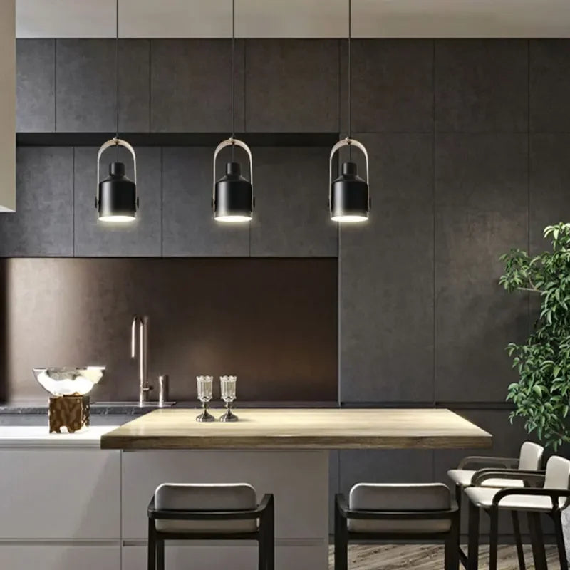 Macaron Bois Brut Art Suspension Lumières Plafond Lustre Chambre Décor Nordique Moderne Cuisine Lampes Suspendues LED Luminaires - vue 7 sur 10