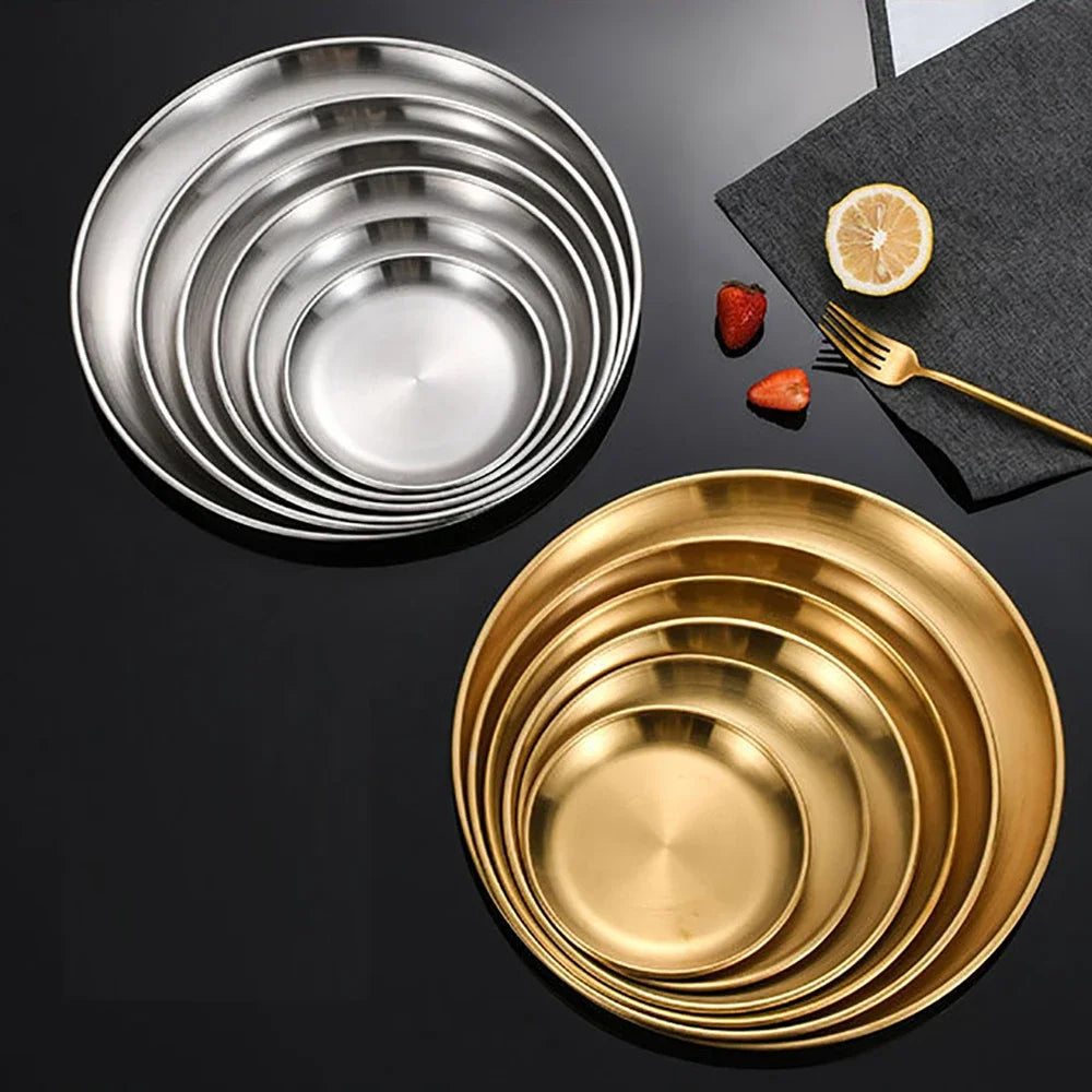 Ensemble 6 assiettes inox multifonction barbecue cuisine - vue 5 sur 7
