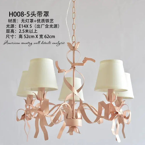 lustre en ruban rose pour chambre d'enfant élégante
