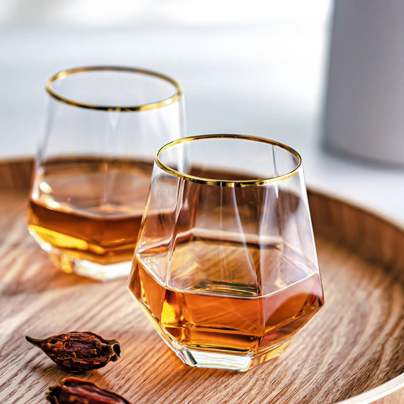 Lot 2 verres hexagonaux élégants bord raffiné 325ml