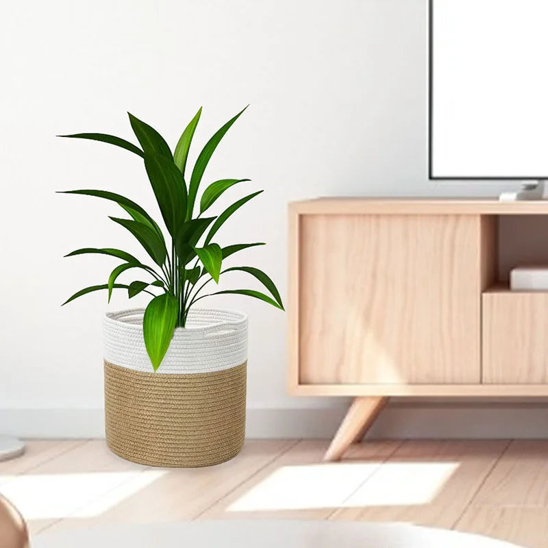 panier en corde de coton pour plantes et rangement intérieur - vue 7 sur 12