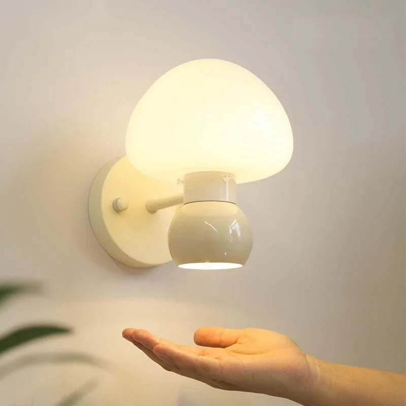 Applique murale crème champignon Double tête G9