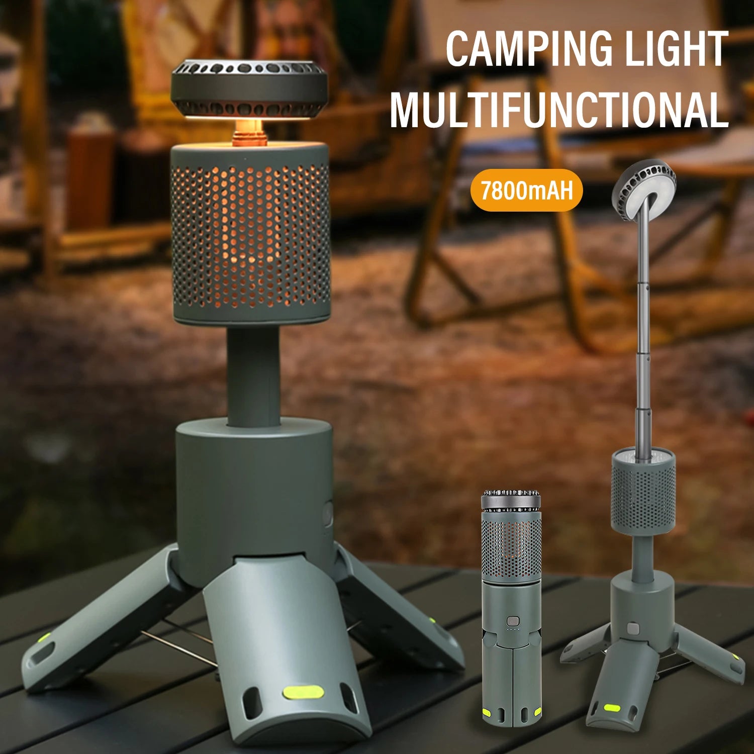 LED Outdoor Camping Lantern, UBS Rechargeable, Adjustable Color Temperature Outdoor Portable Lantern, IP65 Waterproof, Retractab - vue 2 sur 8