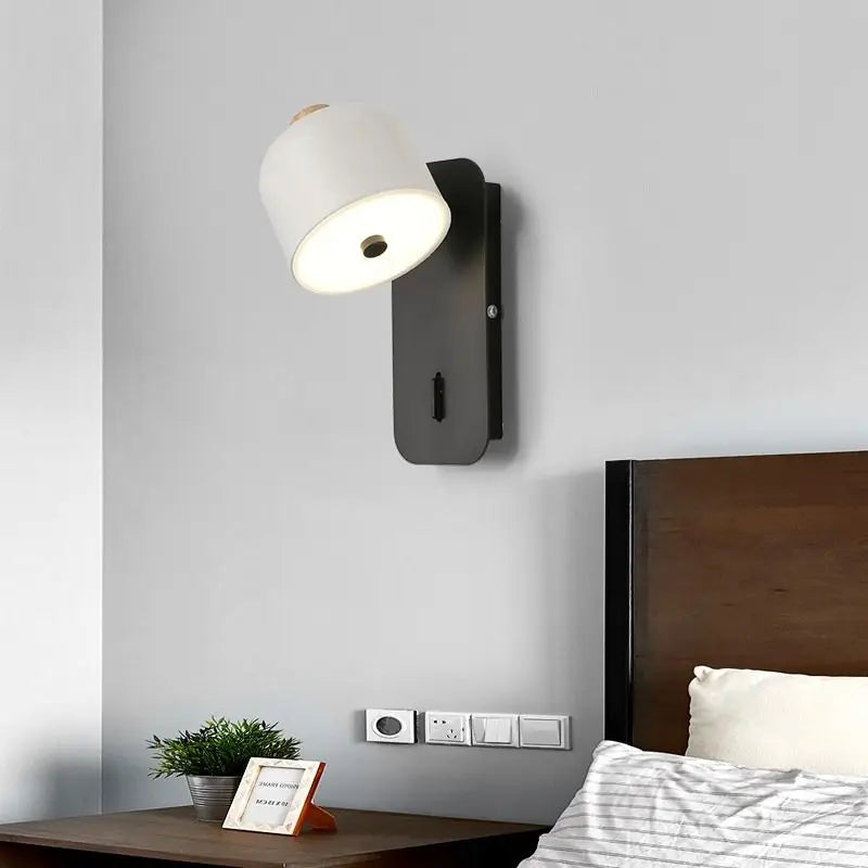 Applique murale nordique rotative avec interrupteur pour décoration moderne