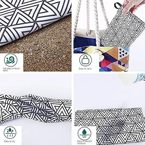 serviette de plage séchage rapide compacte jacquard rayé