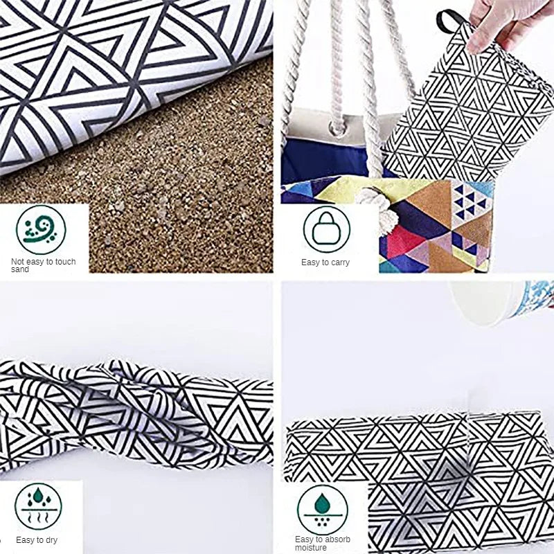 serviette de plage séchage rapide compacte jacquard rayé - vue 6 sur 7