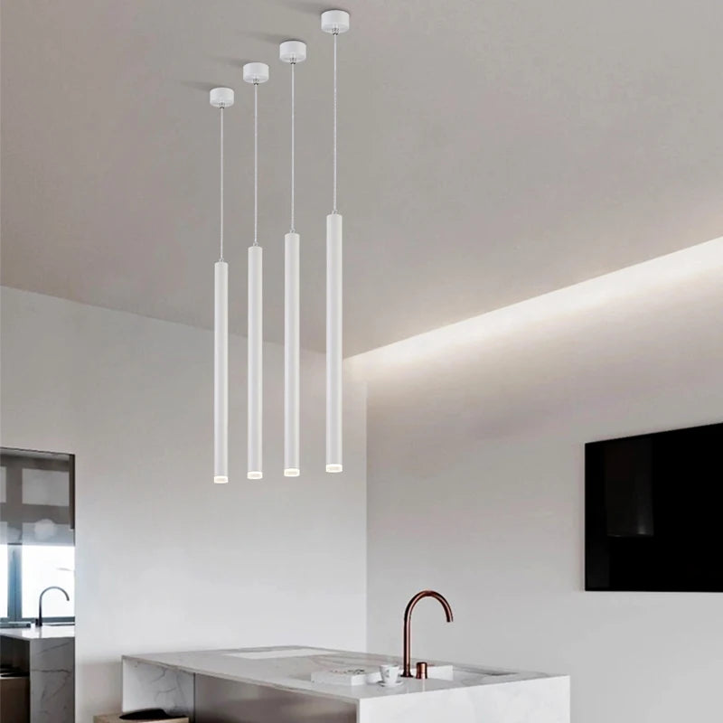 lustre suspendu led moderne long tube pour restaurant nordique