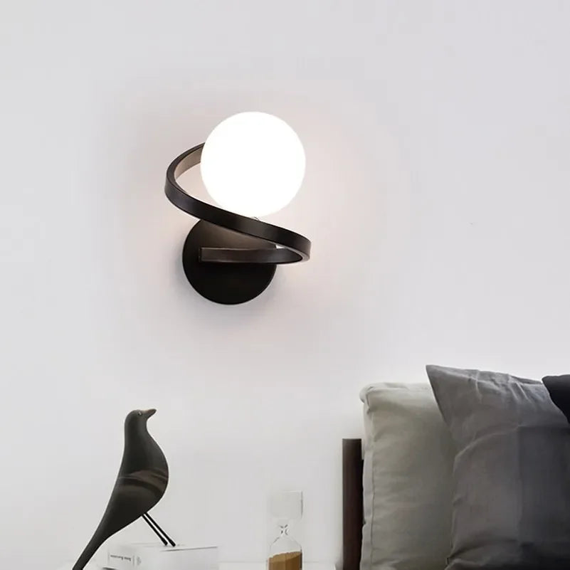applique murale moderne verre spirale fer éclairage haut bas bar chevet salon décoration maison - vue 3 sur 16