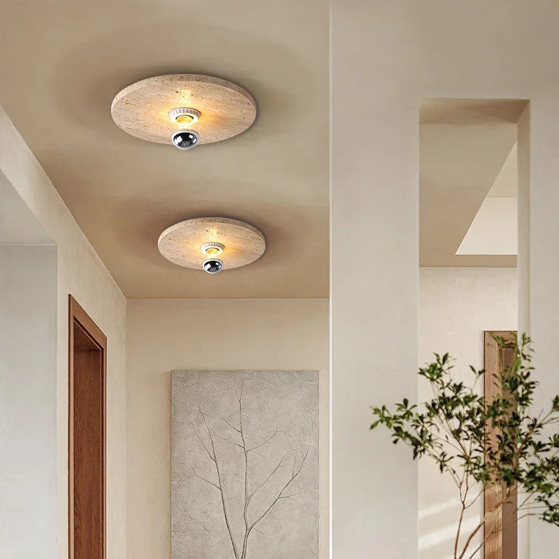 applique murale en pierre naturelle décorative rétro ronde led