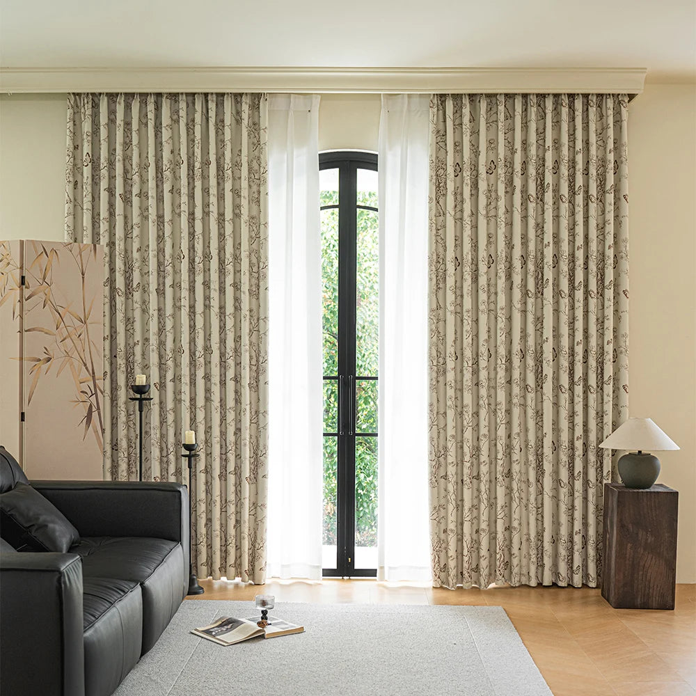 Rideau occultant motif jardin style moderne chambre salon - vue 3 sur 7