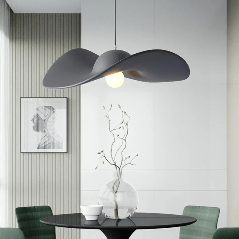 Italian Style LED Pendant Lamp For Kitchen Living Room Attic Bedroom Homestay Resin Straw Hat E27 Chandelier Home Improvement - vue 2 sur 10