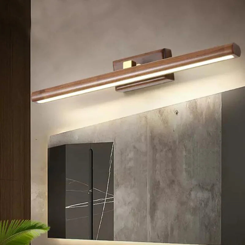 Nordique 40cm bois miroir avant lampe LED intérieur applique murale pour armoire salle de bain chevet lecture maison intérieur décor applique murale 6pa - vue 2 sur 7