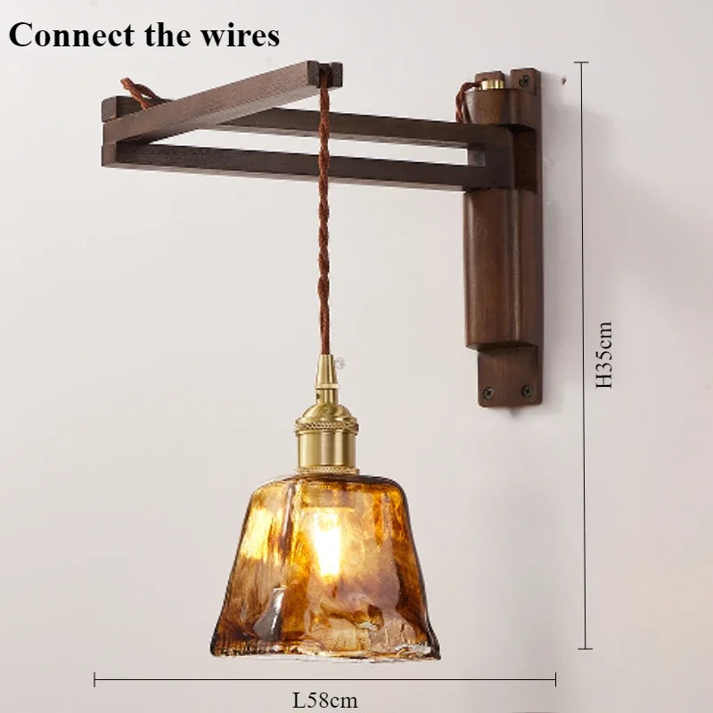 lampe moderne en bois de noyer avec lumière led décorative - vue 10 sur 21